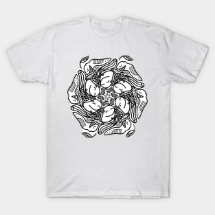 Doodle Art Cute Smilling Black and White T-Shirt Print T-Shirt